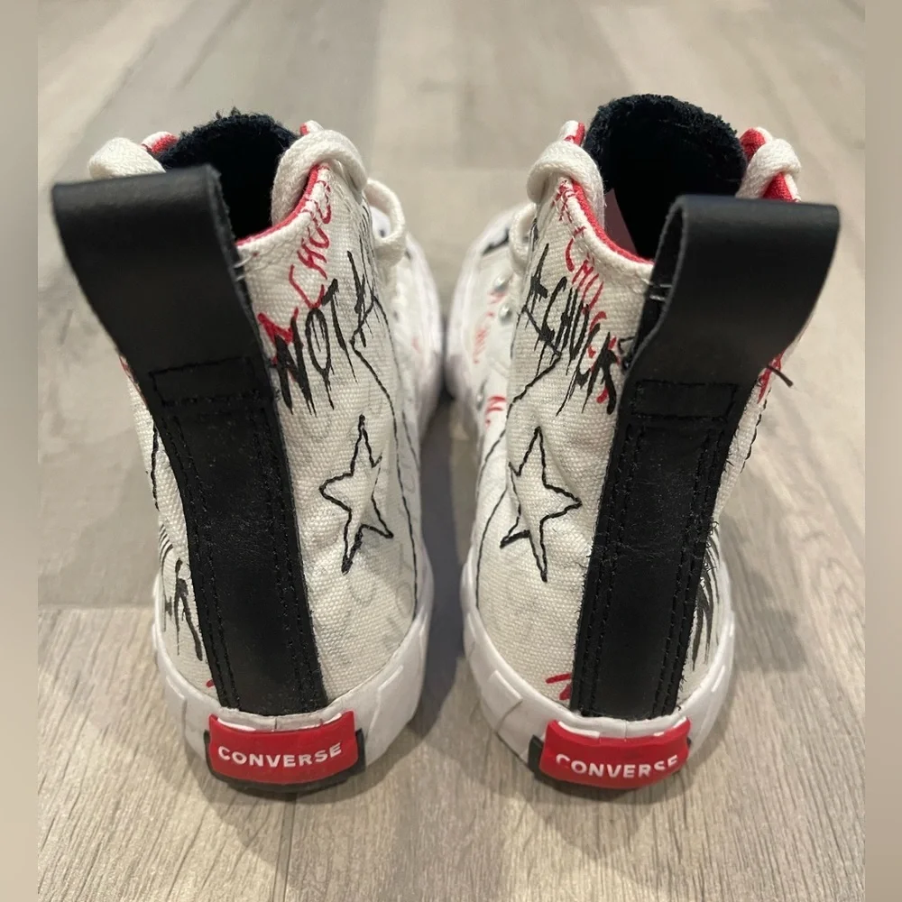 Graphic High-Top Sneakers “Not A Shoe” Street Style Canvas Shoes Black/White/Red